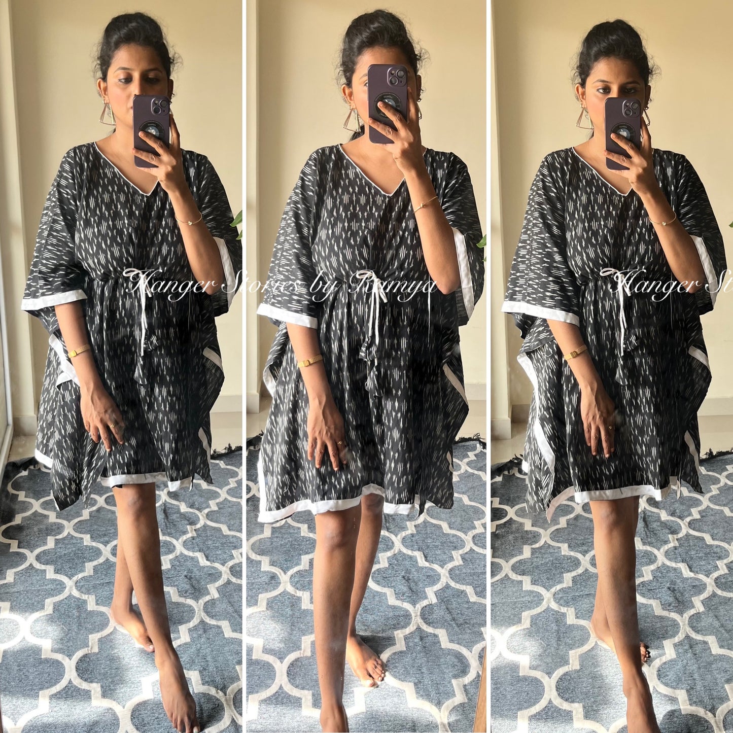 Black Ikkat Kaftan