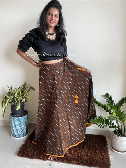 Ikkat Skirt Mustard