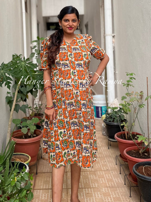 Kalamkari Orange center button