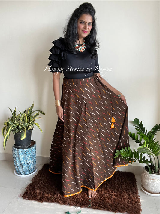 Ikkat Skirt Mustard
